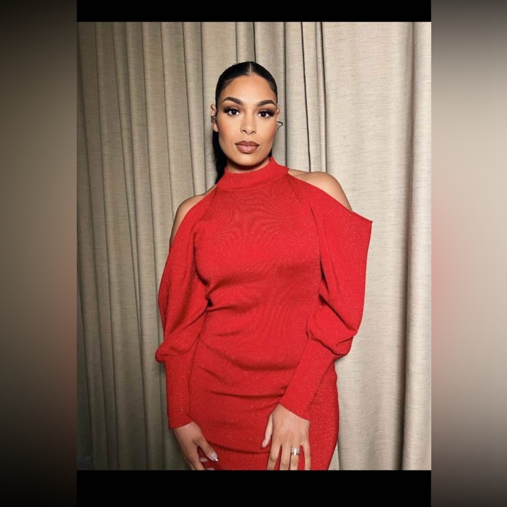 INC International Concepts Red Cold Shoulder Midi Dress